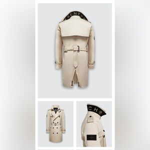 Trench London Mens King Classic trench coat (Stone/Black/Gold) Size: Small